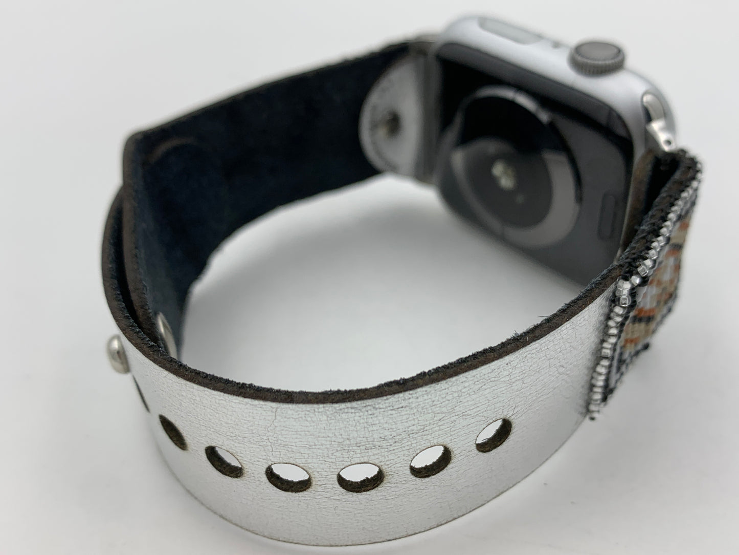 Dwight Nathaniel Beaded Laser cut Leather Apple Watch Band 42/44/45mm #19