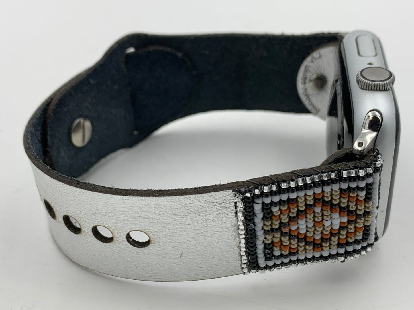 Dwight Nathaniel Beaded Laser cut Leather Apple Watch Band 42/44/45mm #20