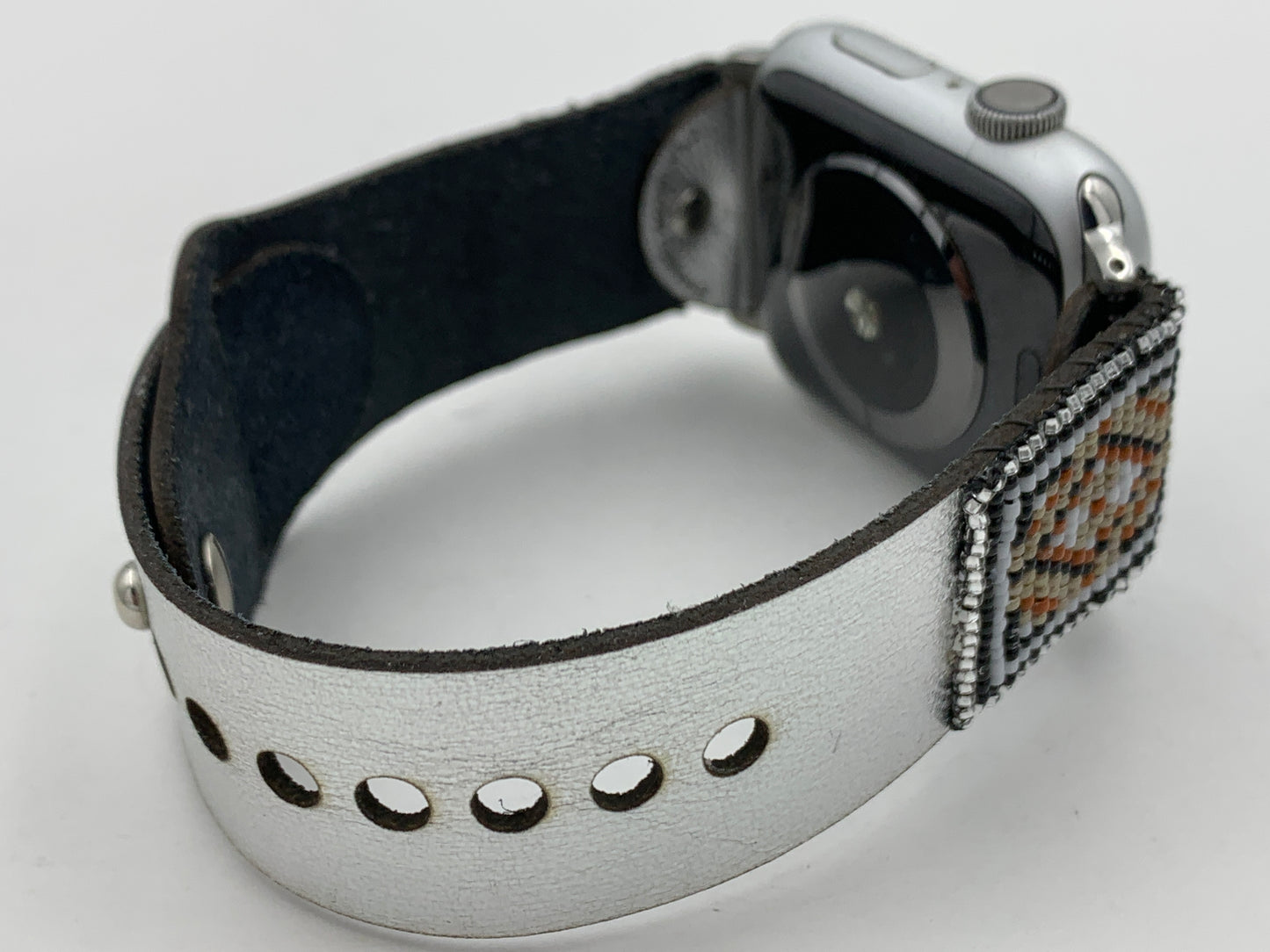 Dwight Nathaniel Beaded Laser cut Leather Apple Watch Band 42/44/45mm #20