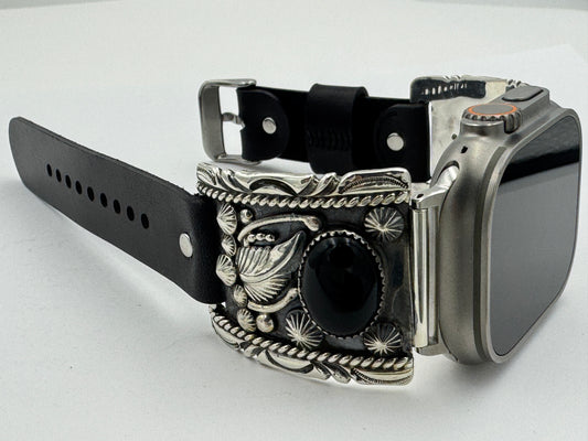 Jeanette Dale 42/44/45/46mm Trapezoid Black Onyx and Silver Twisted wire Ultra #137
