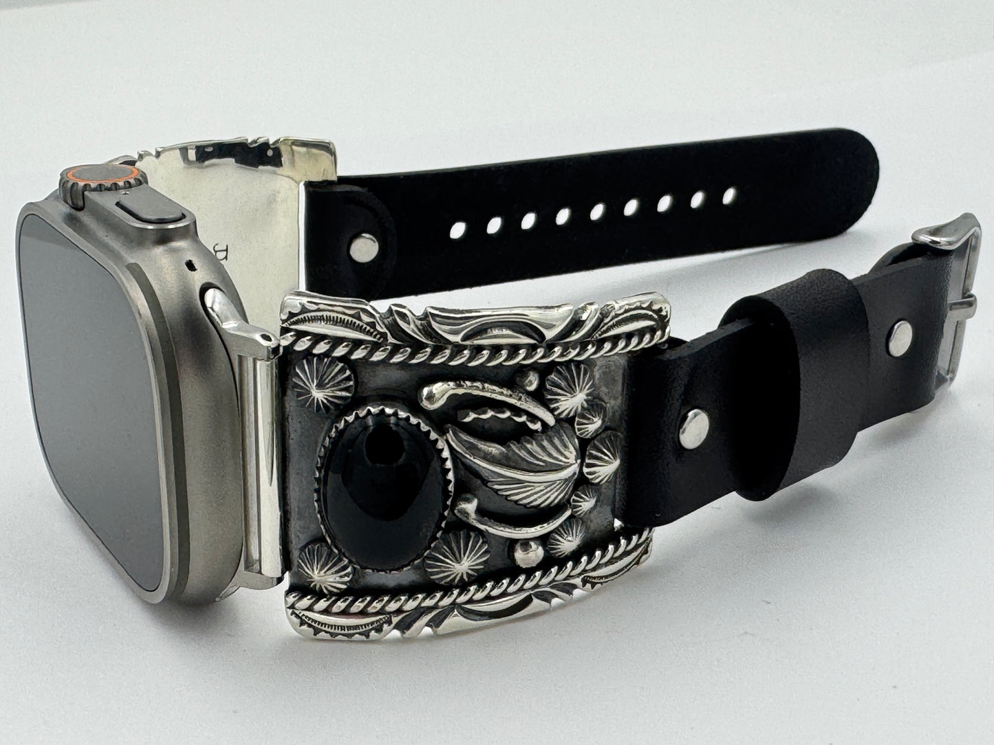 Jeanette Dale 42/44/45/46mm Trapezoid Black Onyx and Silver Twisted wire Ultra #137