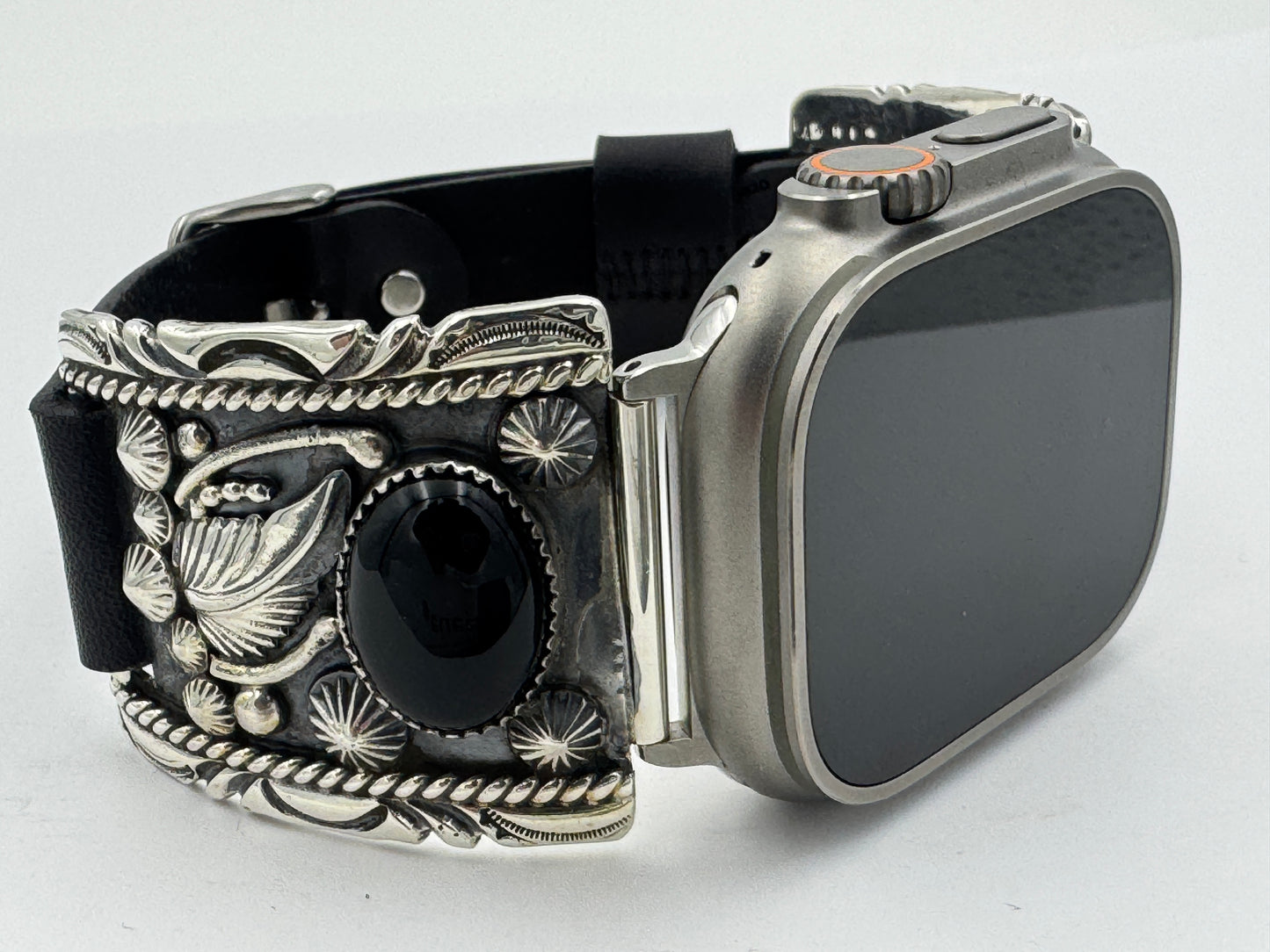 Jeanette Dale 42/44/45/46mm Trapezoid Black Onyx and Silver Twisted wire Ultra #137