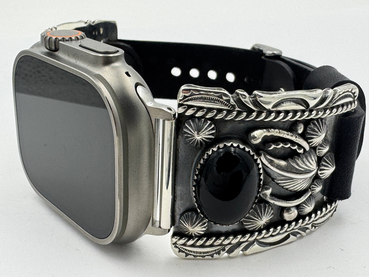 Jeanette Dale 42/44/45/46mm Trapezoid Black Onyx and Silver Twisted wire Ultra #137