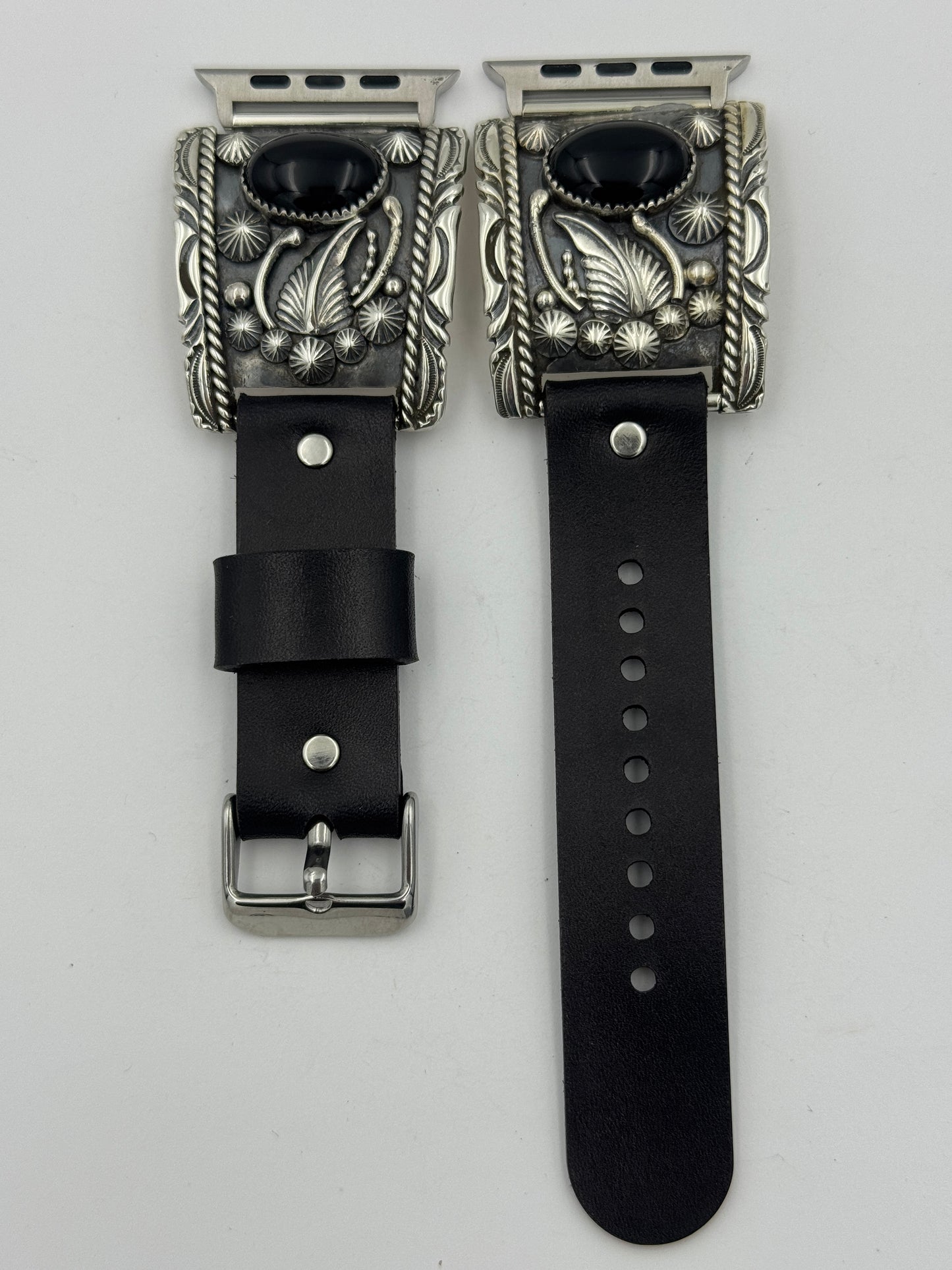 Jeanette Dale 42/44/45/46mm Trapezoid Black Onyx and Silver Twisted wire Ultra #137