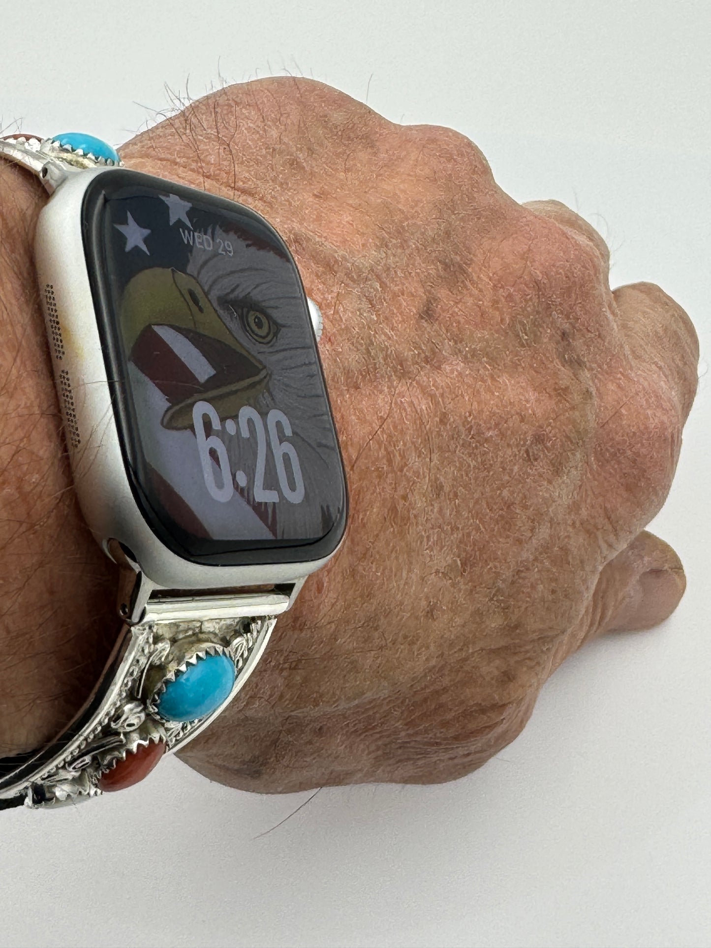 Nelson Morgan 38/40/41mm Unisex Sterling Silver Turquoise Coral MOP #49