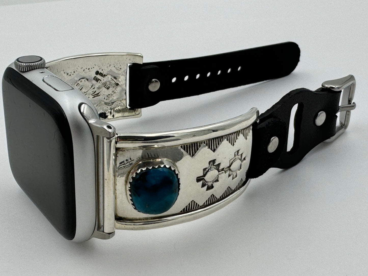 Nelson Morgan 42/44/45mm Unisex Stamped Sterling Silver and Turquoise and #10