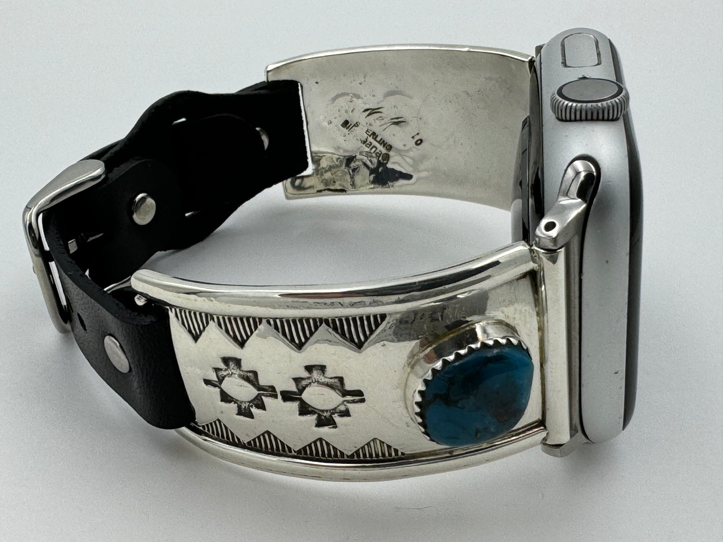 Nelson Morgan 42/44/45mm Unisex Stamped Sterling Silver and Turquoise and #10