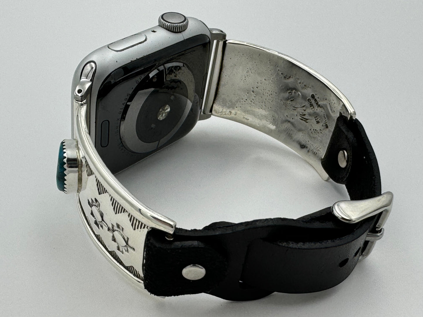 Nelson Morgan 42/44/45mm Unisex Stamped Sterling Silver and Turquoise and #10