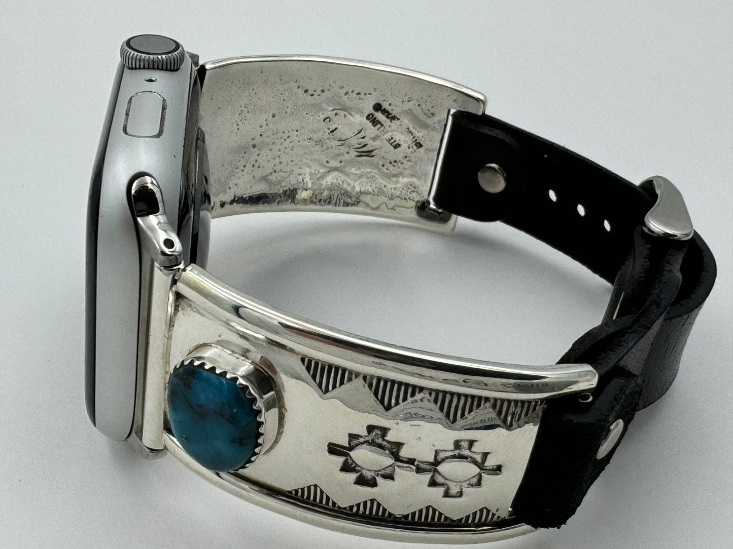 Nelson Morgan 42/44/45mm Unisex Stamped Sterling Silver and Turquoise and #10