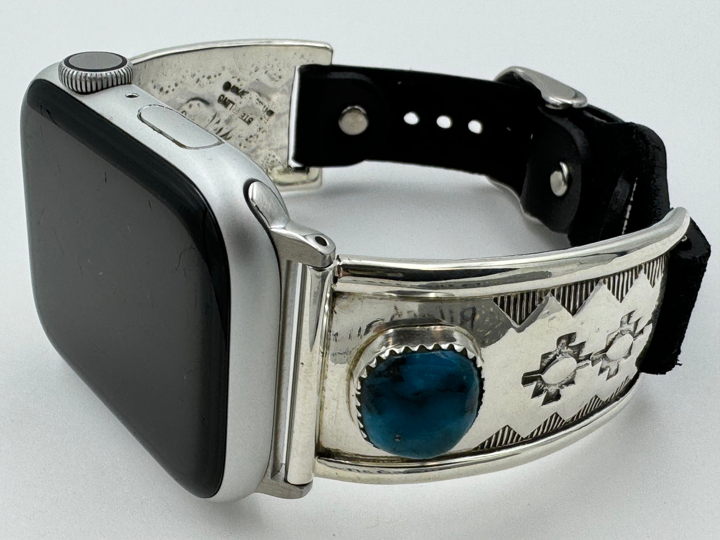 Nelson Morgan 42/44/45mm Unisex Stamped Sterling Silver and Turquoise and #10
