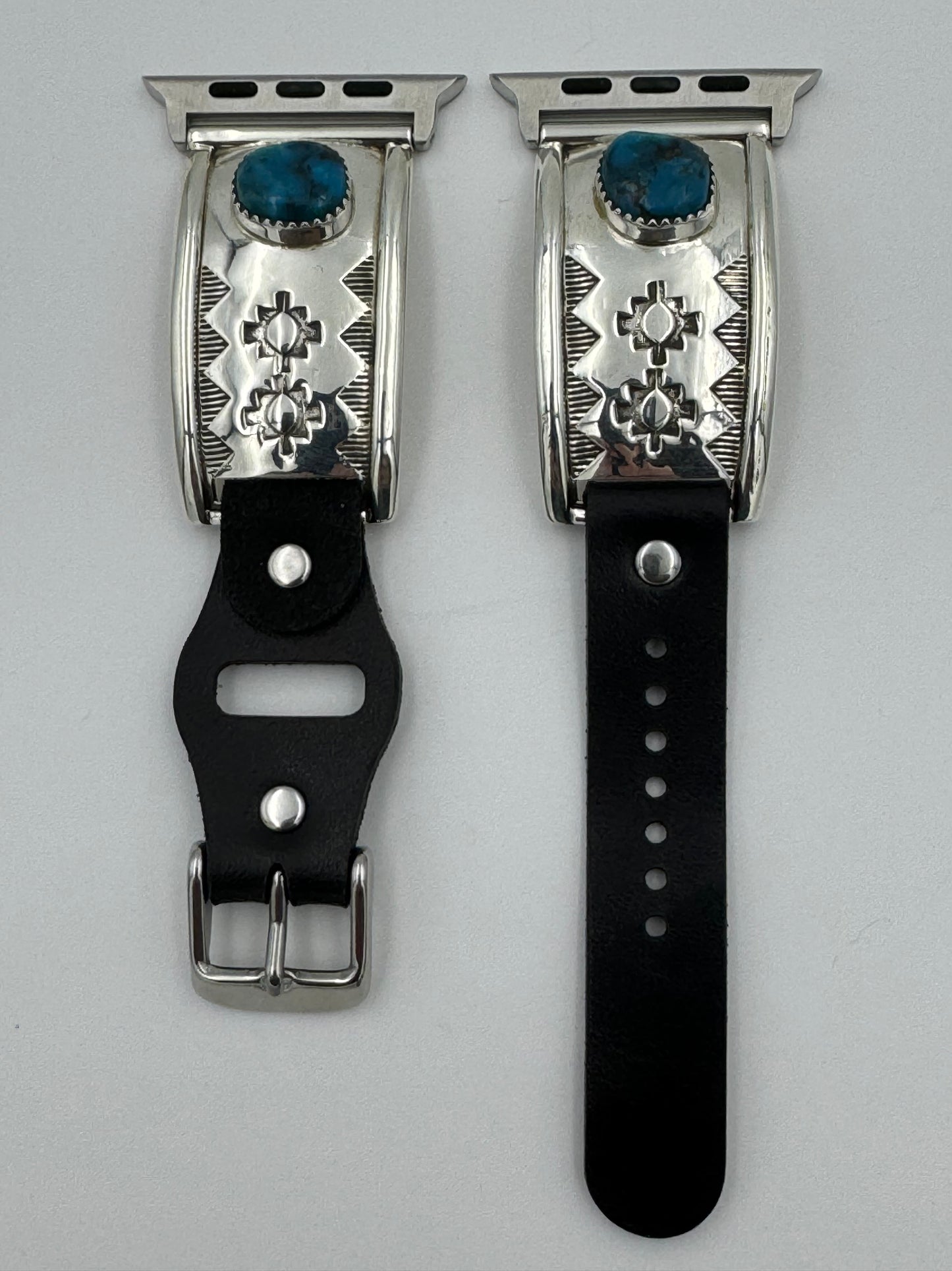 Nelson Morgan 42/44/45mm Unisex Stamped Sterling Silver and Turquoise and #10