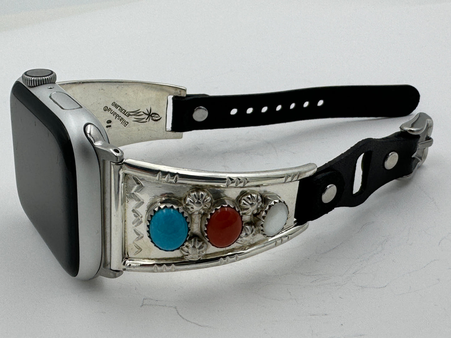 Nelson Morgan 42/44/45mm Ladies Sterling Silver Turquoise Coral and Mother of Pearl #19