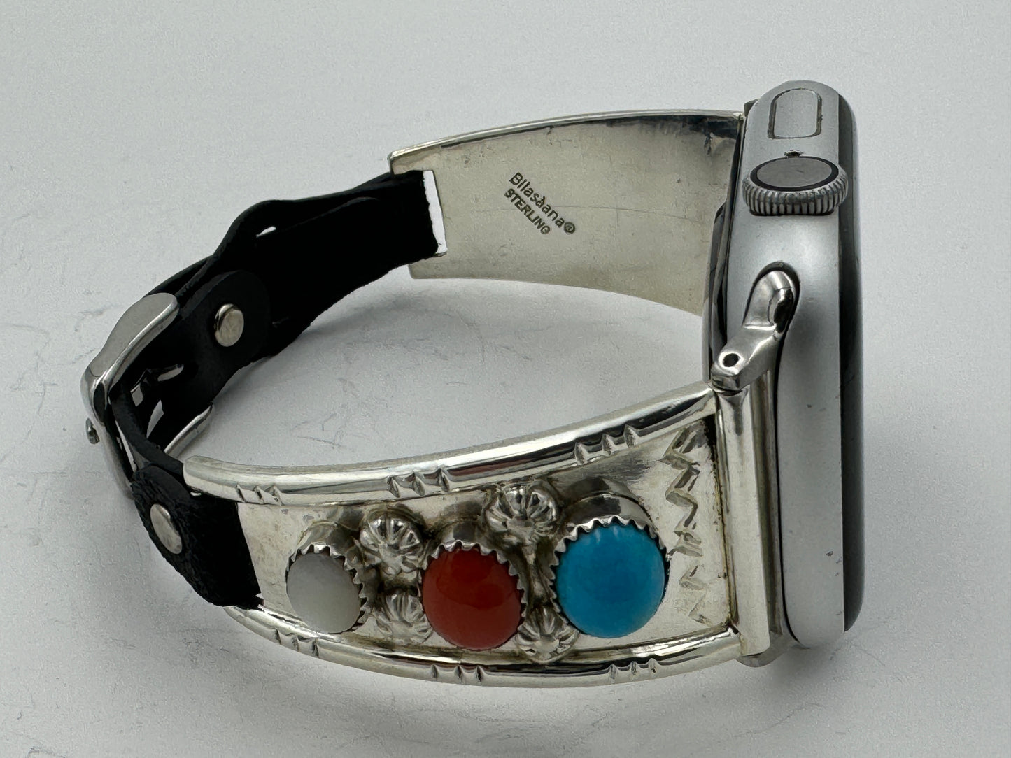 Nelson Morgan 42/44/45mm Ladies Sterling Silver Turquoise Coral and Mother of Pearl #19