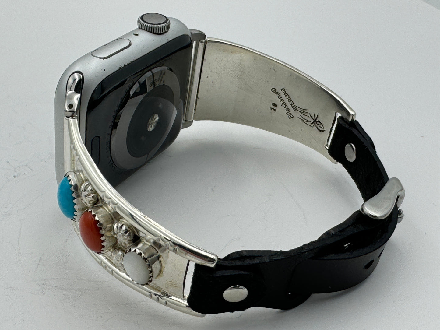 Nelson Morgan 42/44/45mm Ladies Sterling Silver Turquoise Coral and Mother of Pearl #19