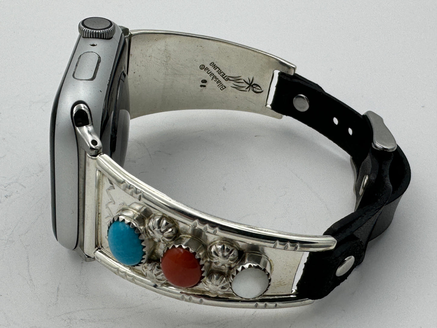 Nelson Morgan 42/44/45mm Ladies Sterling Silver Turquoise Coral and Mother of Pearl #19