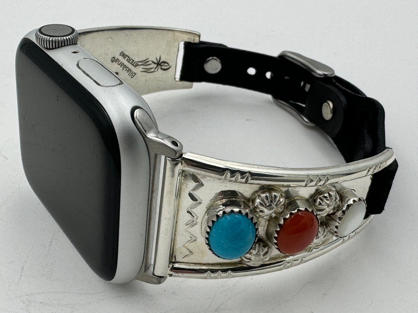 Nelson Morgan 42/44/45mm Ladies Sterling Silver Turquoise Coral and Mother of Pearl #19