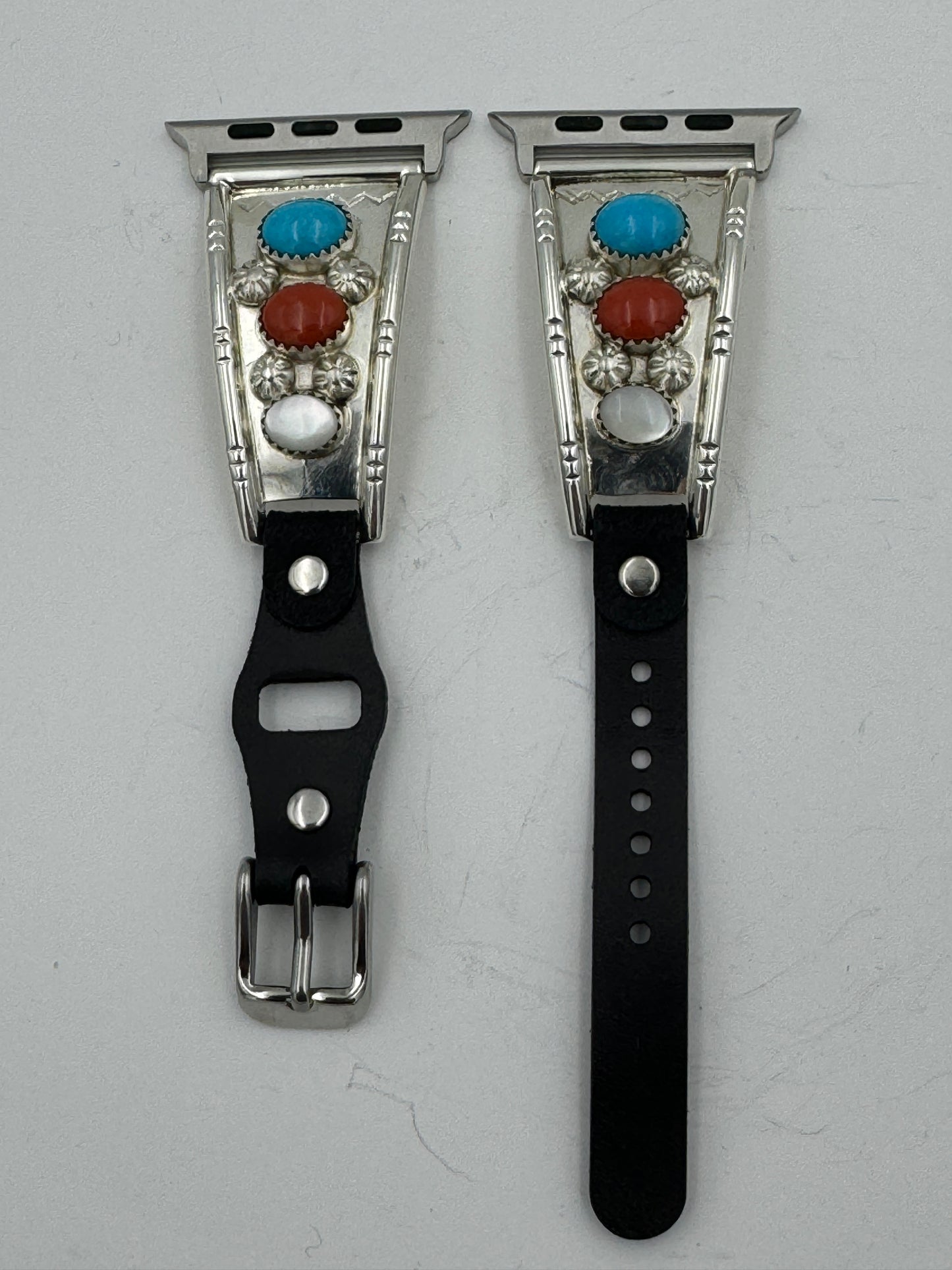 Nelson Morgan 42/44/45mm Ladies Sterling Silver Turquoise Coral and Mother of Pearl #19