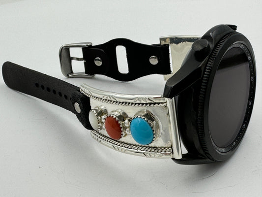 Nelson Morgan 45mm Samsung Galaxy Sterling Silver Turquoise Coral and Mother of Pearl #22