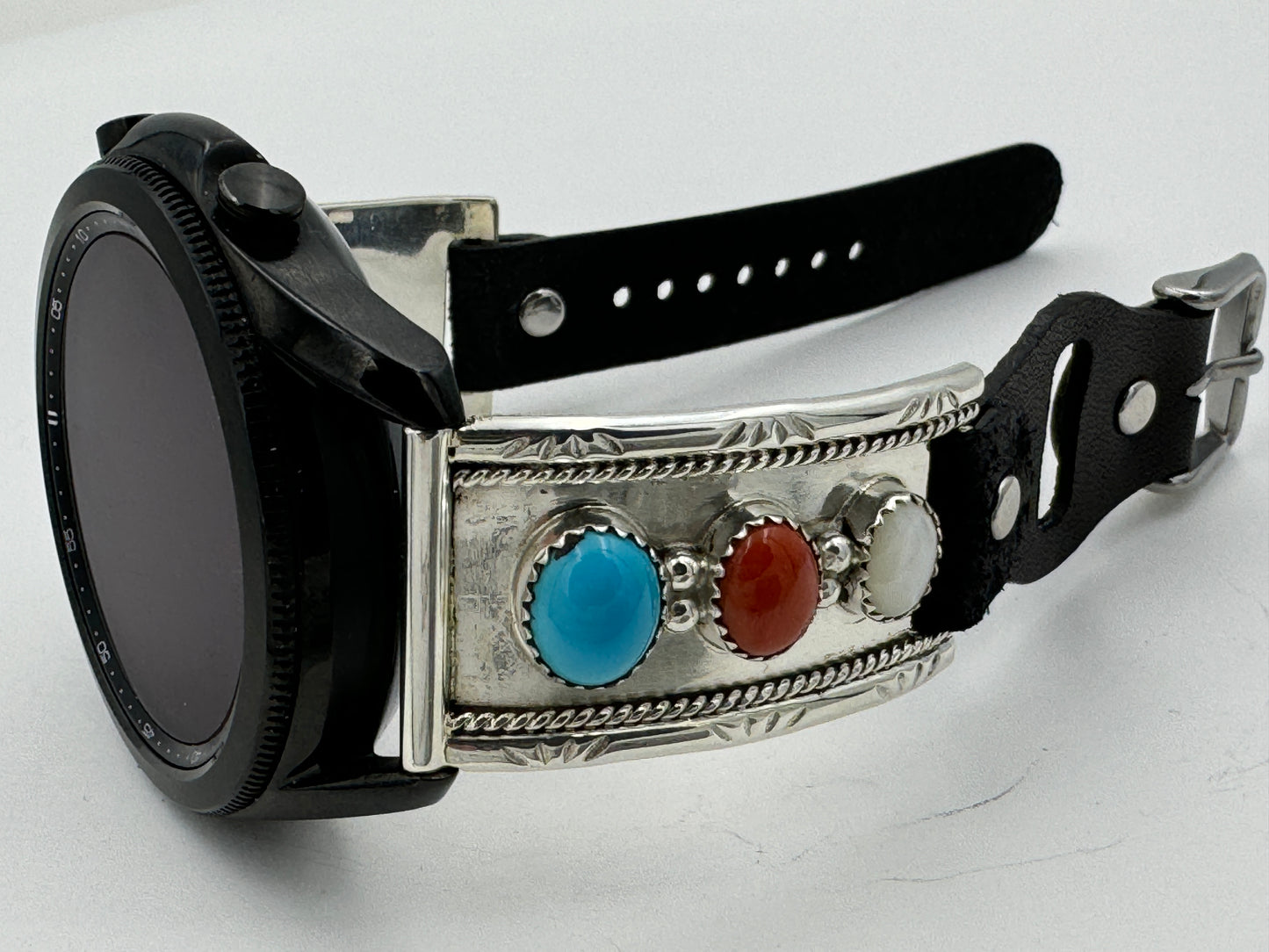 Nelson Morgan 45mm Samsung Galaxy Sterling Silver Turquoise Coral and Mother of Pearl #22