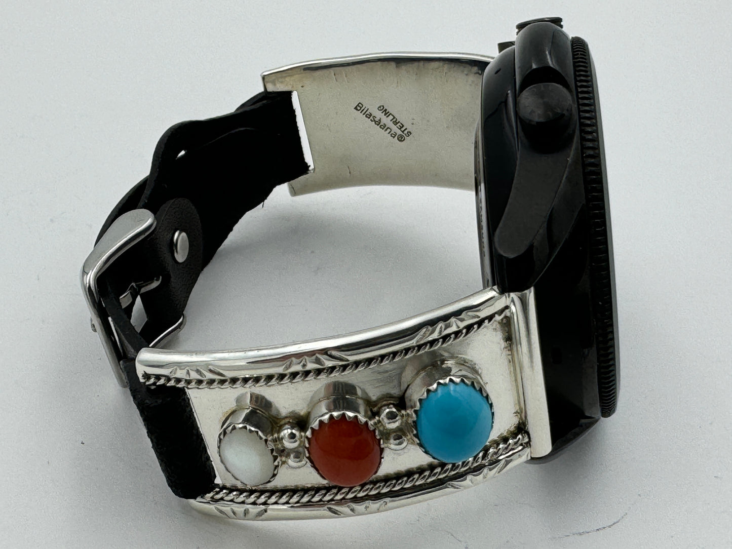 Nelson Morgan 45mm Samsung Galaxy Sterling Silver Turquoise Coral and Mother of Pearl #22