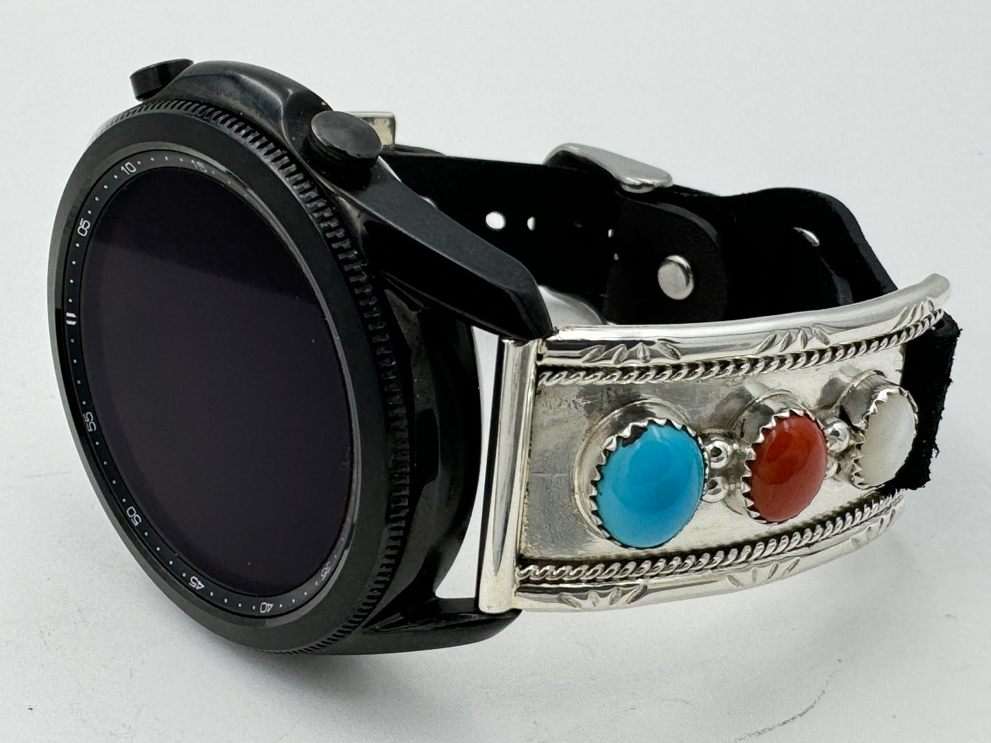 Nelson Morgan 45mm Samsung Galaxy Sterling Silver Turquoise Coral and Mother of Pearl #22