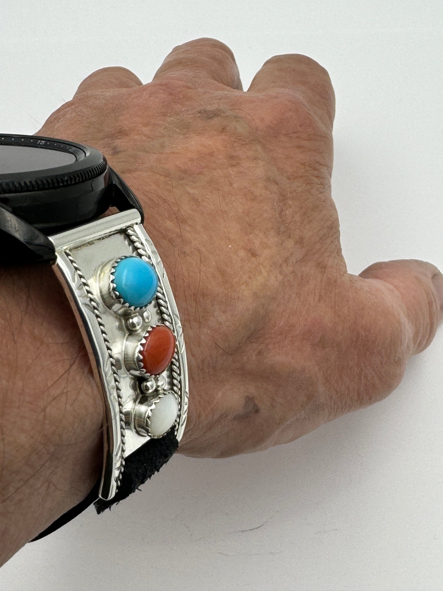 Nelson Morgan 45mm Samsung Galaxy Sterling Silver Turquoise Coral and Mother of Pearl #22