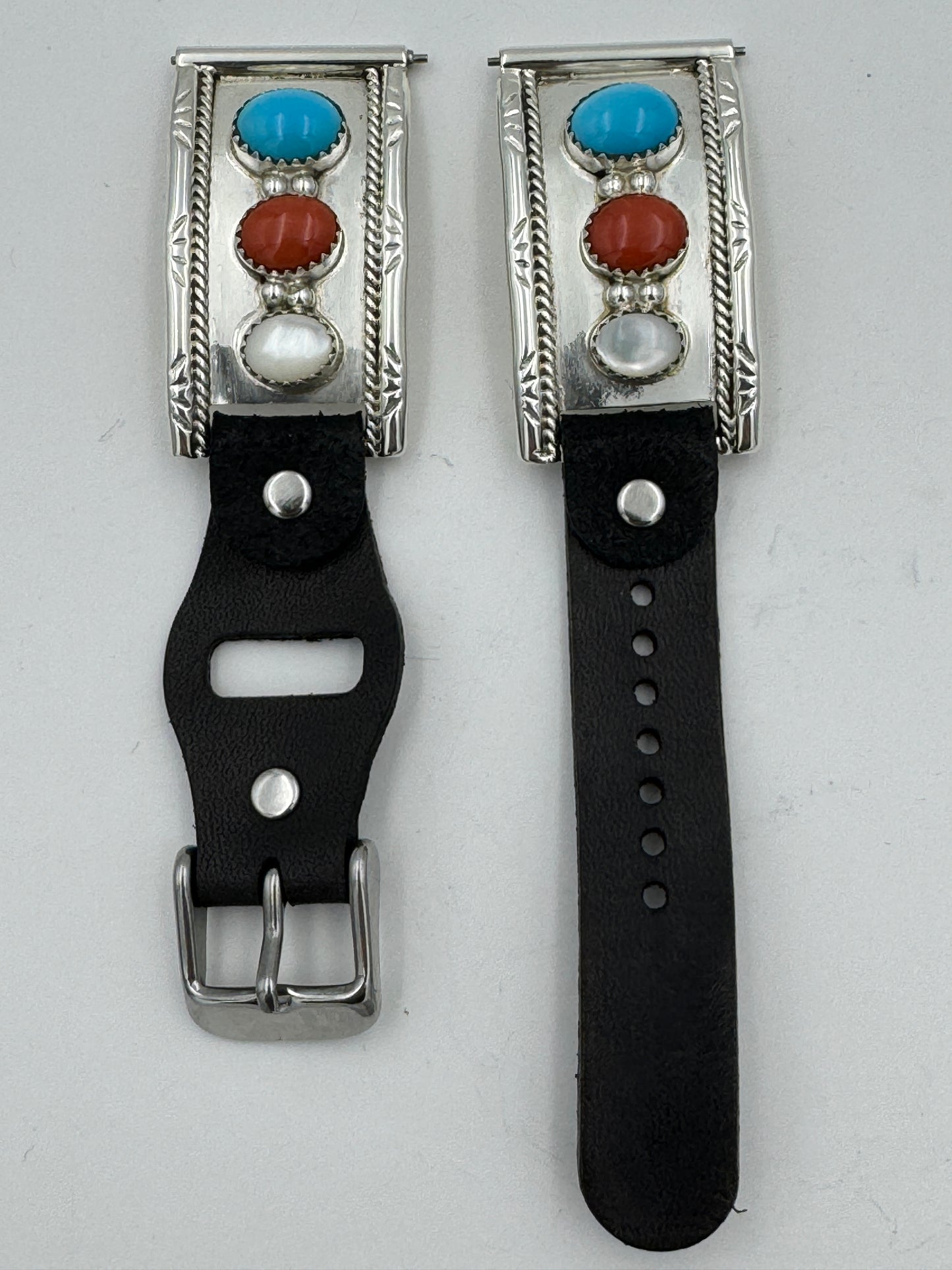 Nelson Morgan 45mm Samsung Galaxy Sterling Silver Turquoise Coral and Mother of Pearl #22