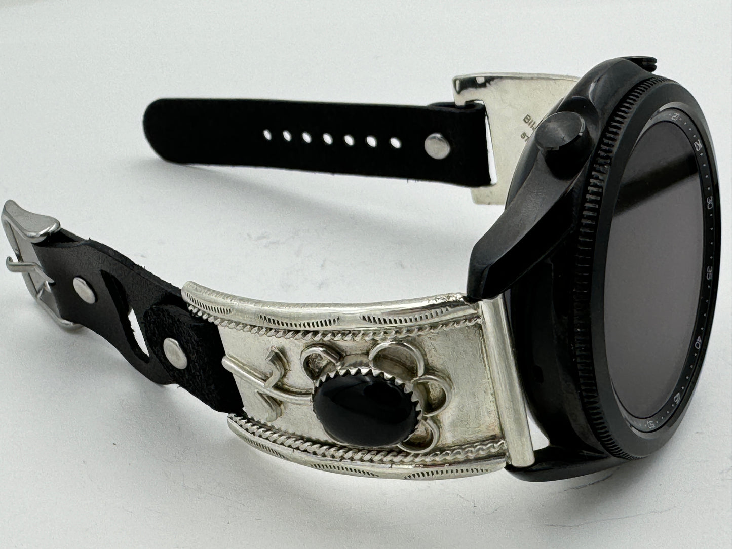 Nelson Morgan 45mm Samsung Galaxy Sterling Silver Black Onyx #23