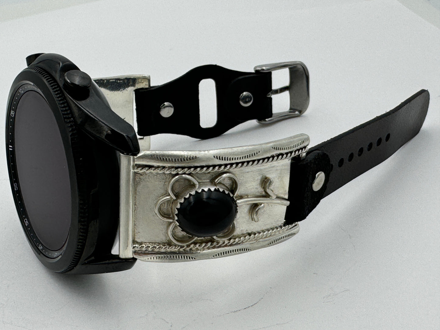 Nelson Morgan 45mm Samsung Galaxy Sterling Silver Black Onyx #23