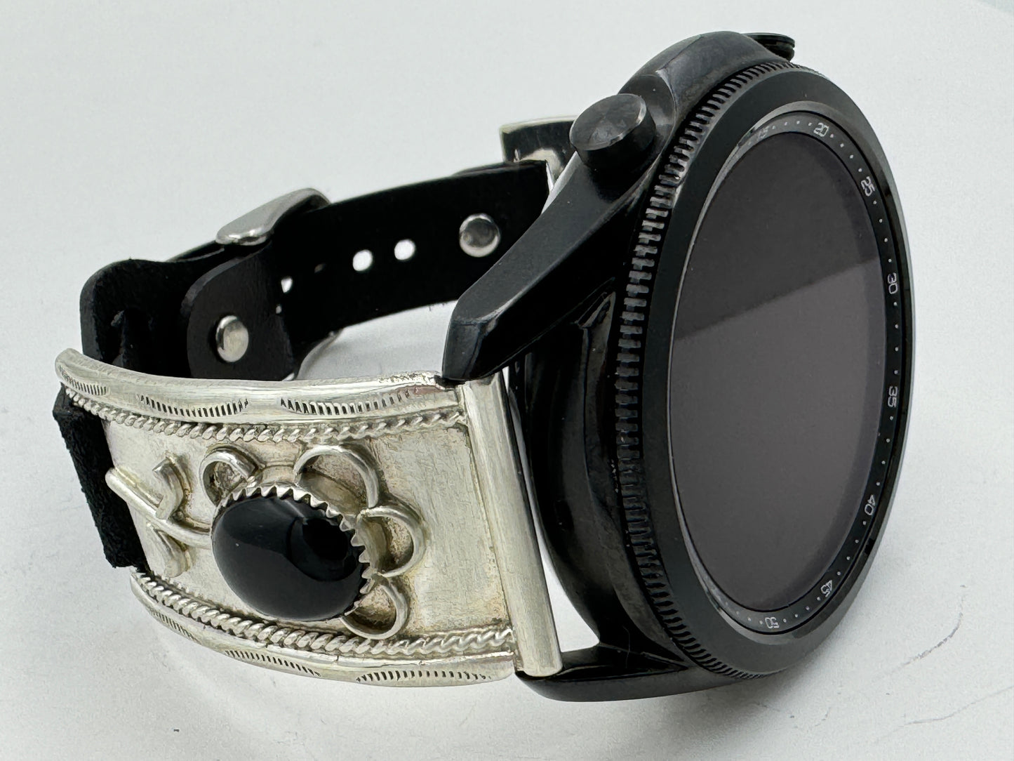 Nelson Morgan 45mm Samsung Galaxy Sterling Silver Black Onyx #23