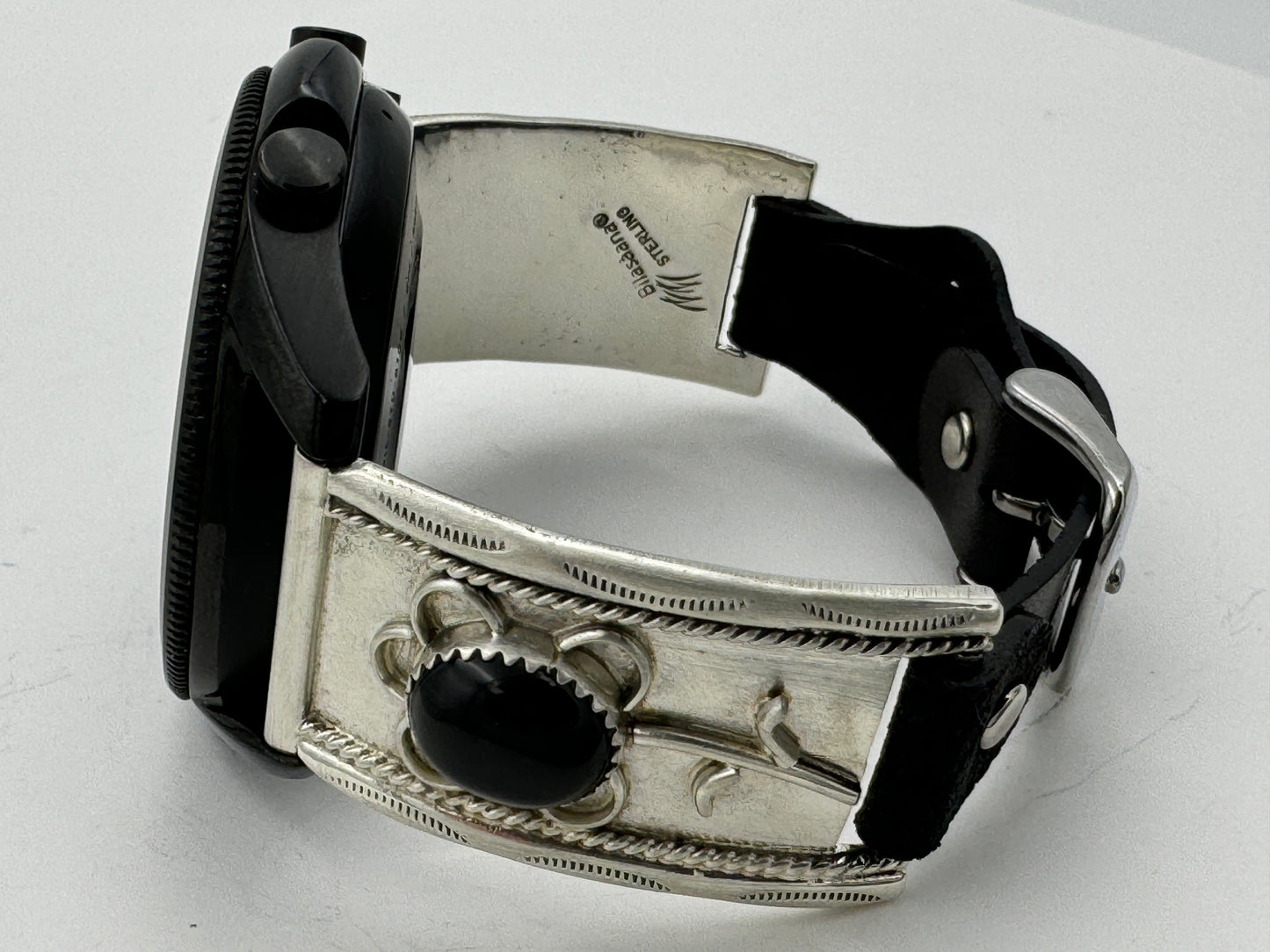Nelson Morgan 45mm Samsung Galaxy Sterling Silver Black Onyx #23