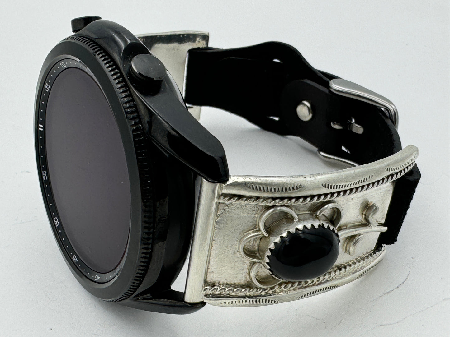 Nelson Morgan 45mm Samsung Galaxy Sterling Silver Black Onyx #23