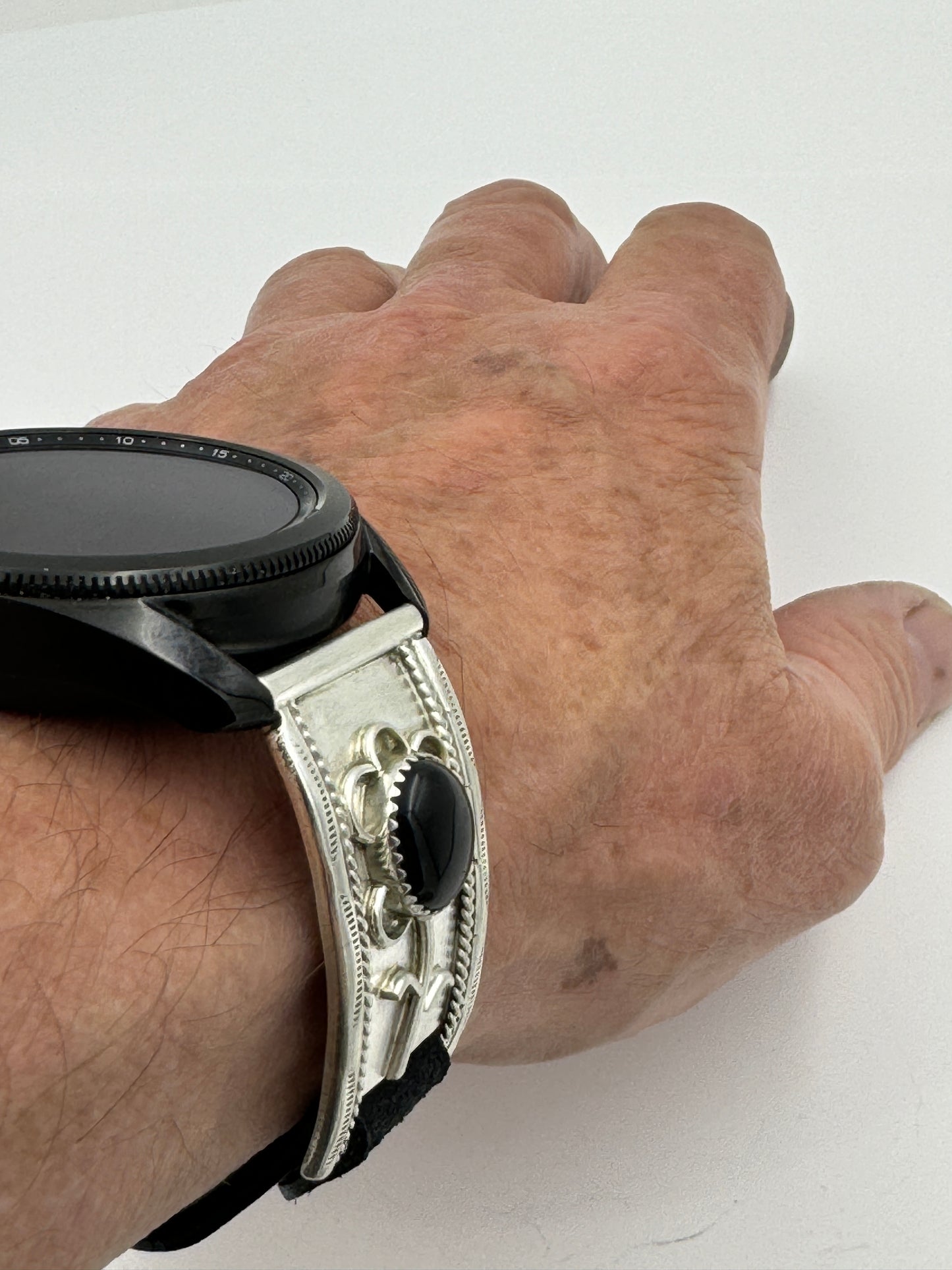 Nelson Morgan 45mm Samsung Galaxy Sterling Silver Black Onyx #23