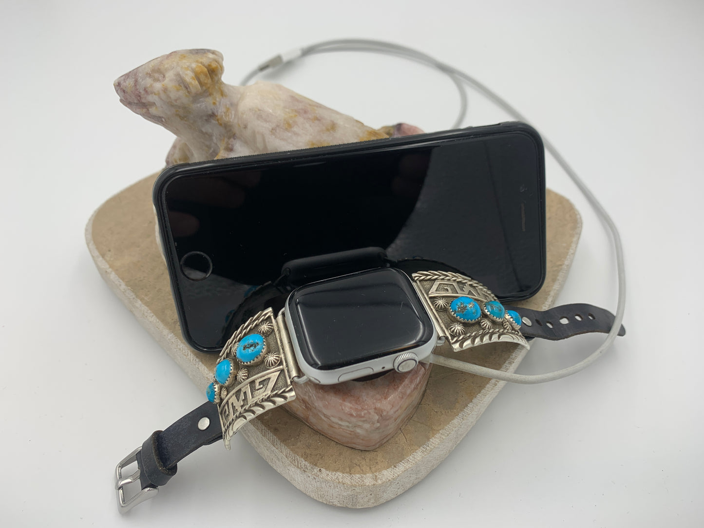 Native American Apple WATCH and iPhone Charging Station (JT33 Horned Toad)
