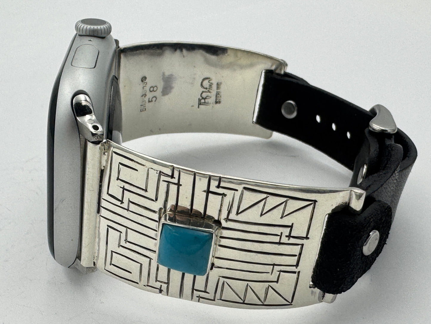 Tony Chino 42/44/45mm Unisex Sterling Silver Zia Turquoise #58