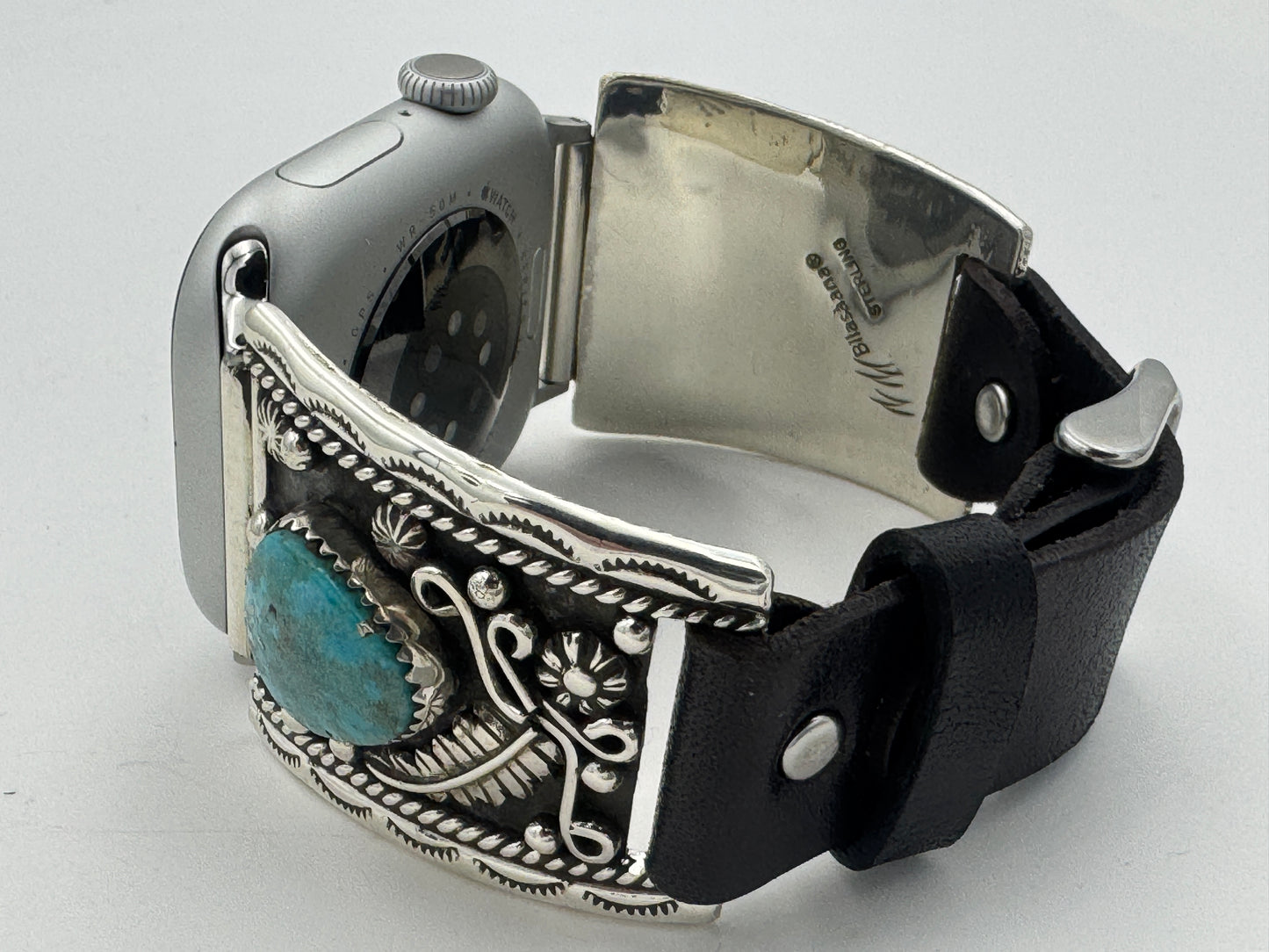 Nelson Morgan 38/40/41mm Ultra Sterling Silver and Campitos Turquoise #69