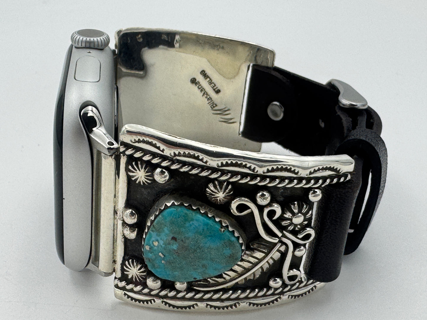 Nelson Morgan 38/40/41mm Ultra Sterling Silver and Campitos Turquoise #69