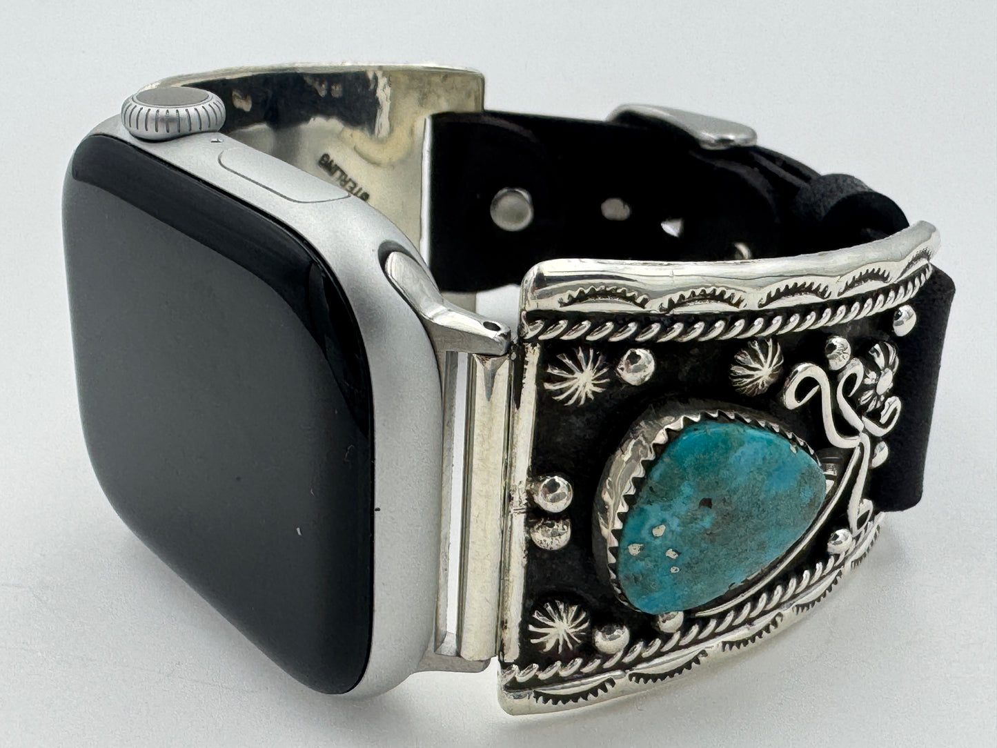 Nelson Morgan 38/40/41mm Ultra Sterling Silver and Campitos Turquoise #69
