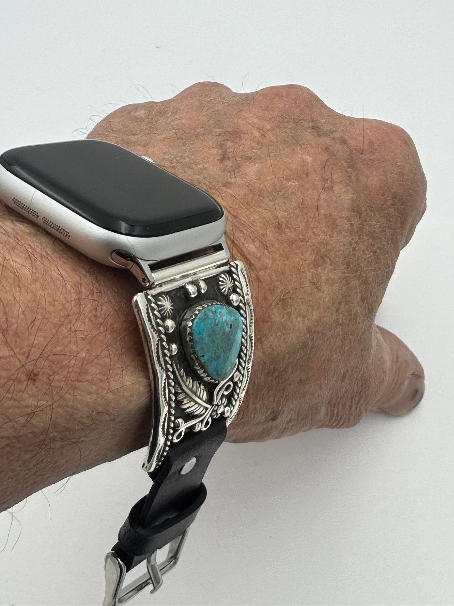 Nelson Morgan 38/40/41mm Ultra Sterling Silver and Campitos Turquoise #69
