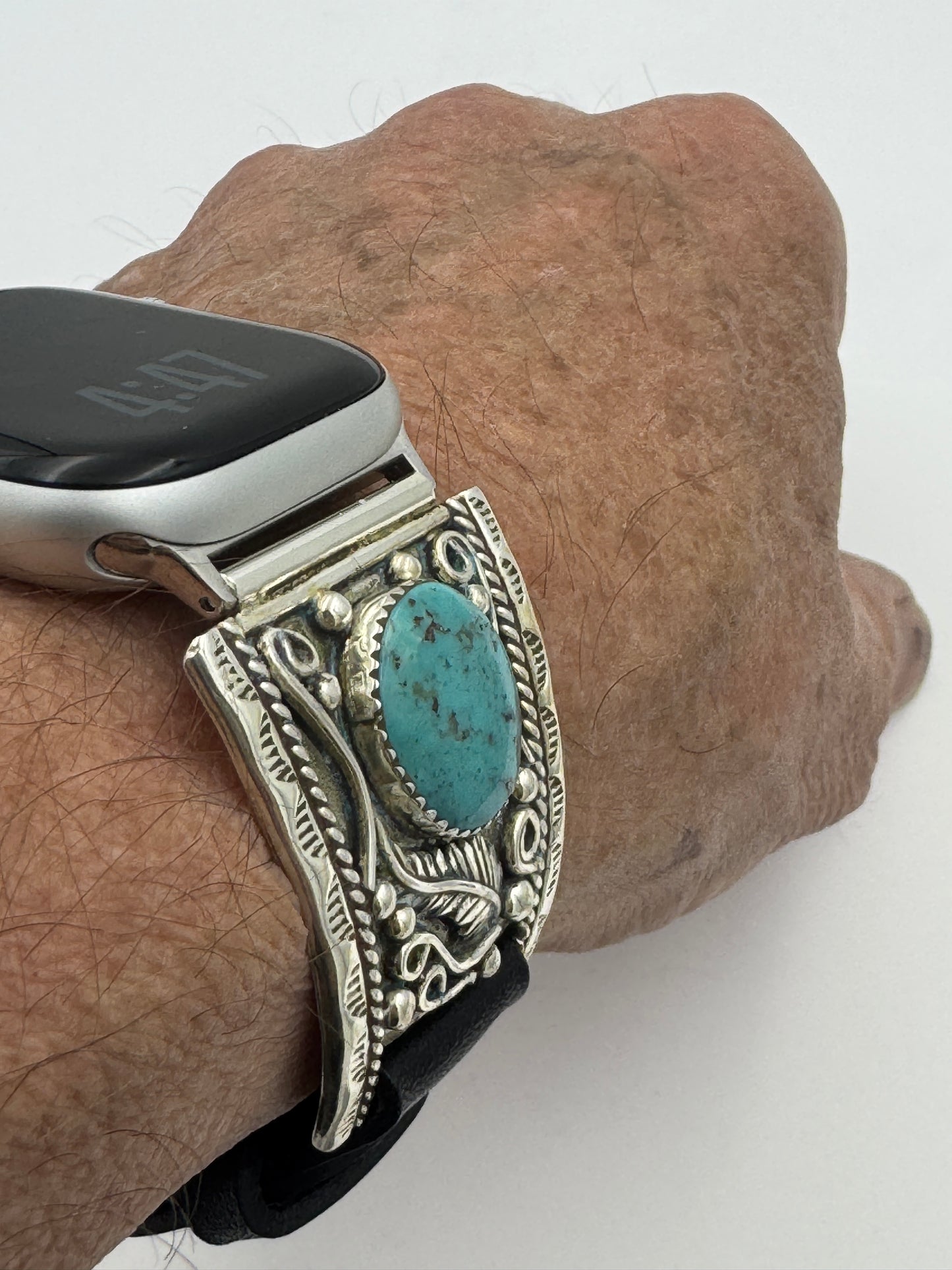 Nelson Morgan 38/40/41mm Ultra Sterling Silver and Campitos Turquoise #67
