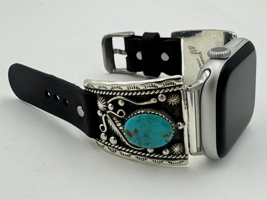 Nelson Morgan 38/40/41mm Ultra Sterling Silver and Kingman Turquoise #68