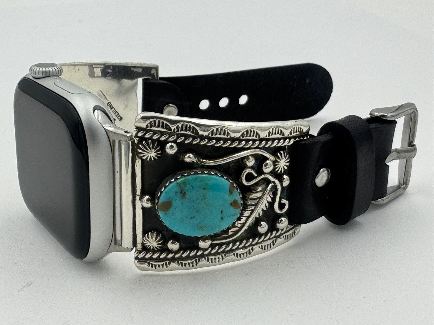 Nelson Morgan 38/40/41mm Ultra Sterling Silver and Kingman Turquoise #68