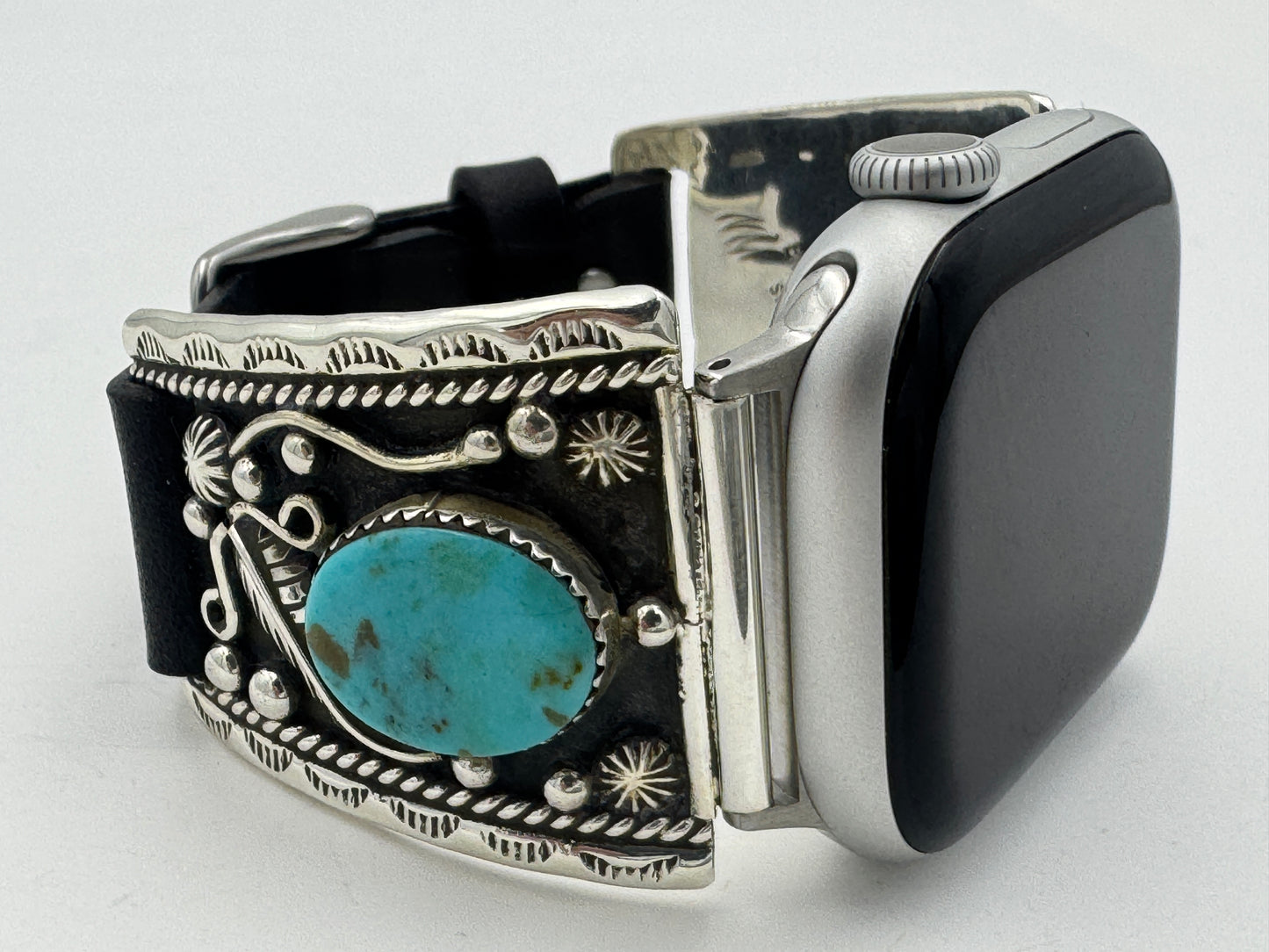 Nelson Morgan 38/40/41mm Ultra Sterling Silver and Kingman Turquoise #68