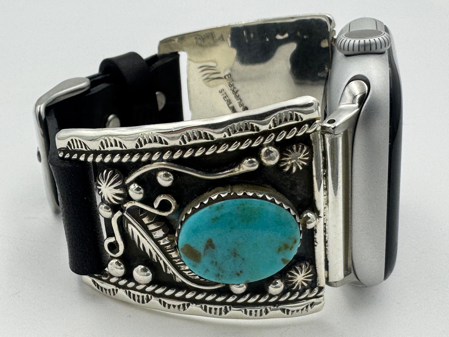 Nelson Morgan 38/40/41mm Ultra Sterling Silver and Kingman Turquoise #68