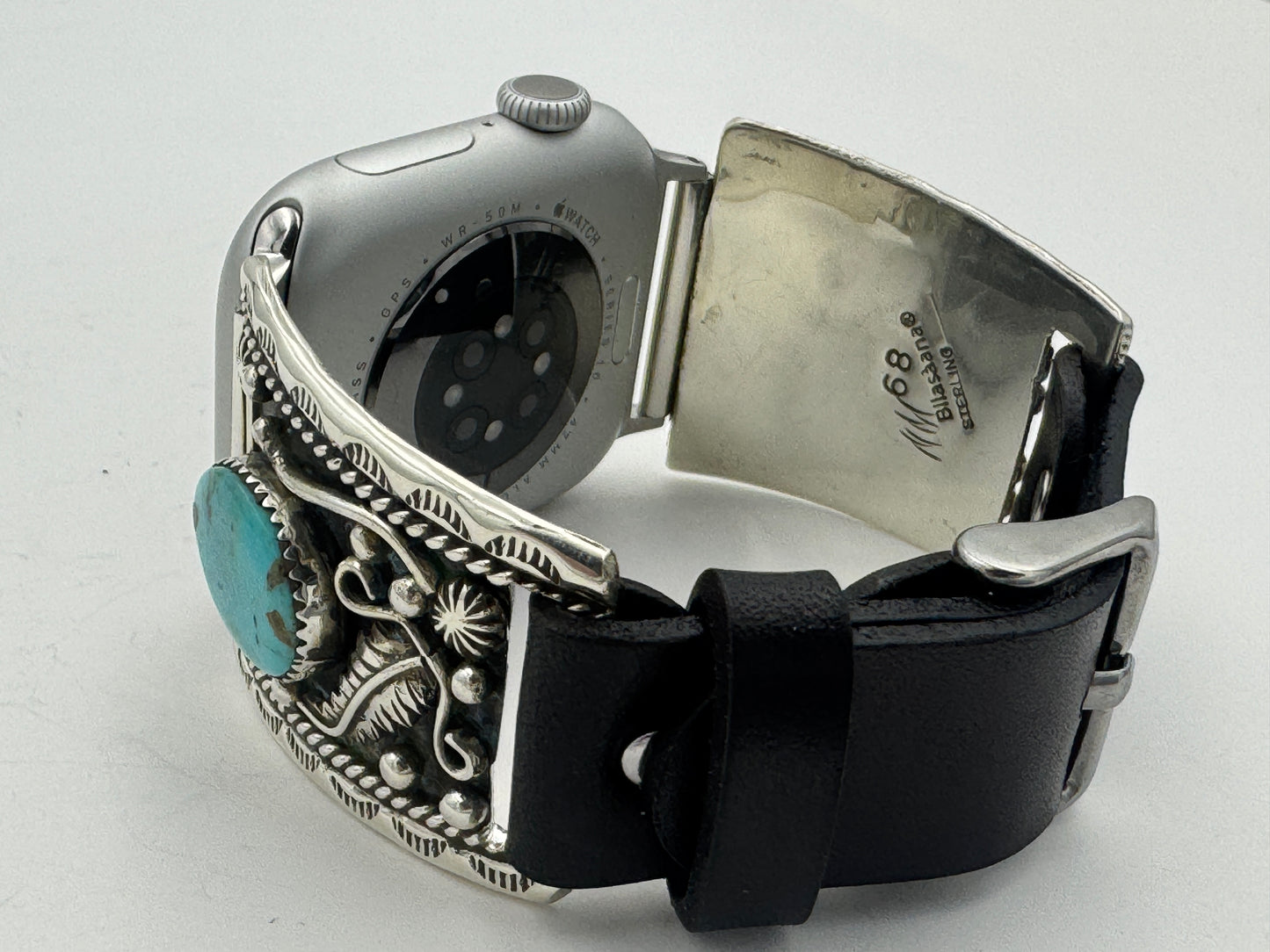 Nelson Morgan 38/40/41mm Ultra Sterling Silver and Kingman Turquoise #68
