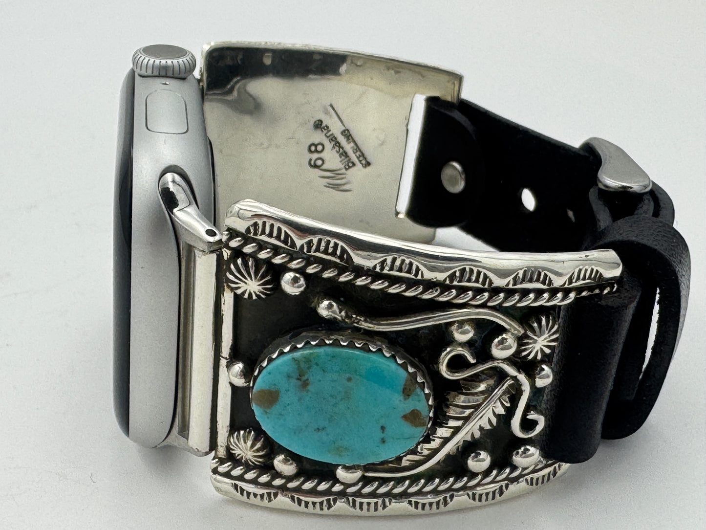 Nelson Morgan 38/40/41mm Ultra Sterling Silver and Kingman Turquoise #68