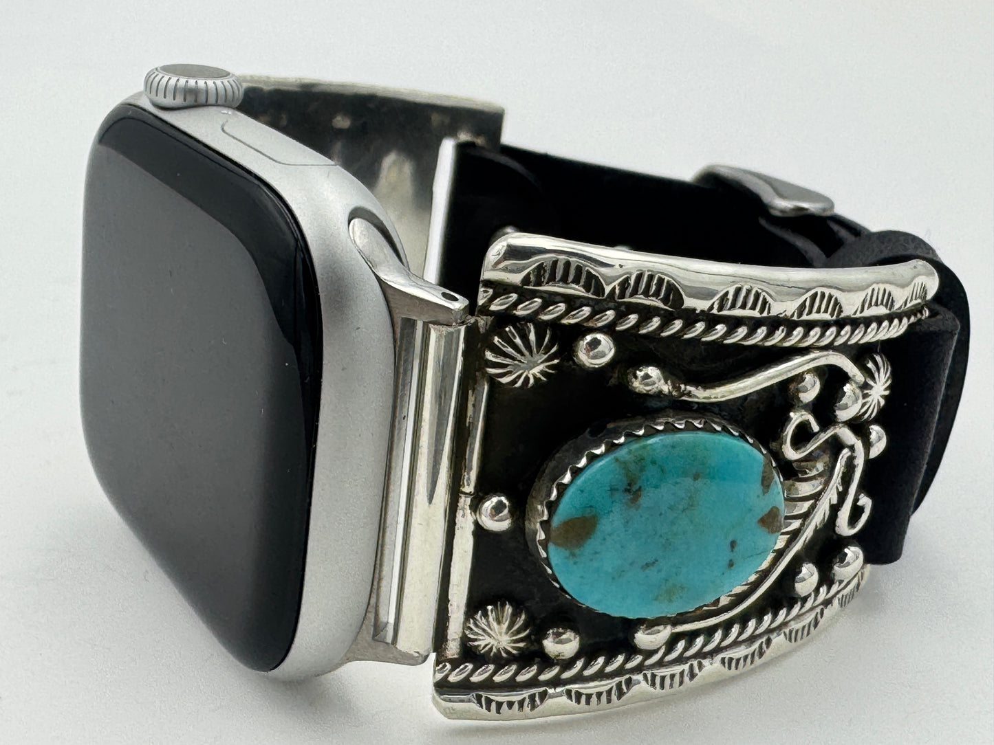 Nelson Morgan 38/40/41mm Ultra Sterling Silver and Kingman Turquoise #68