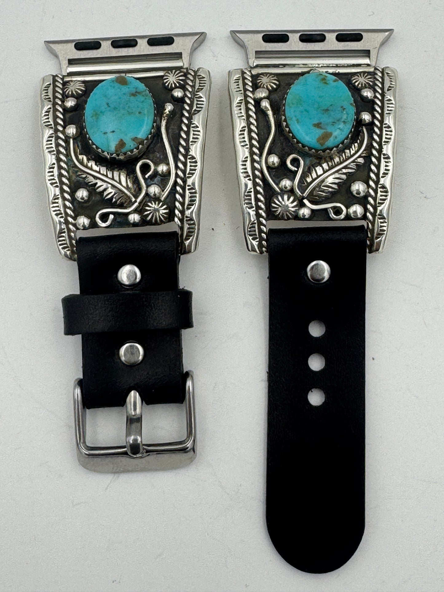 Nelson Morgan 38/40/41mm Ultra Sterling Silver and Kingman Turquoise #68