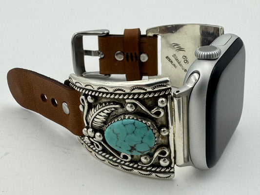 Nelson Morgan 38/40/41mm Ultra Sterling Silver and Campitos Turquoise #66