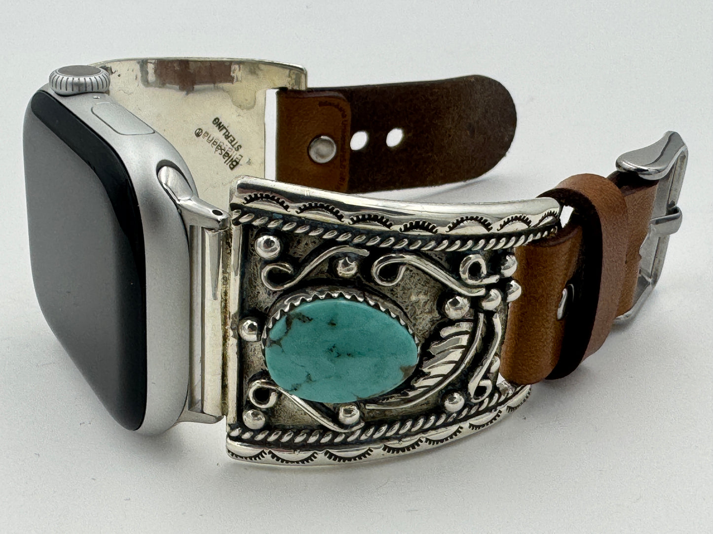 Nelson Morgan 38/40/41mm Ultra Sterling Silver and Campitos Turquoise #66